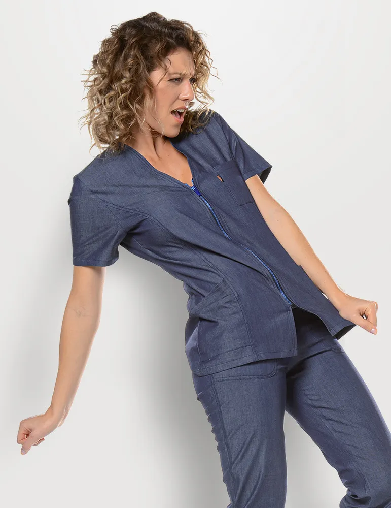 Blouse médicale femme en jeans - Blouse kiné