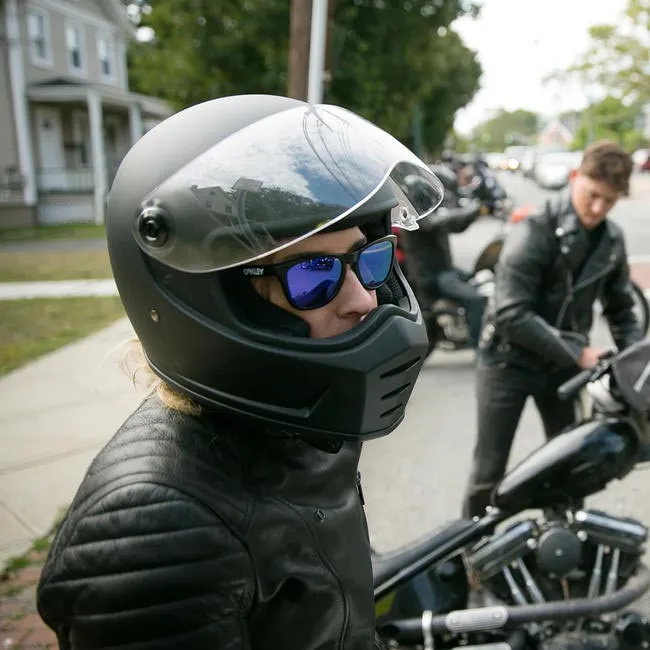Casque Biltwell Lane Splitter flat black, intégral moto custom