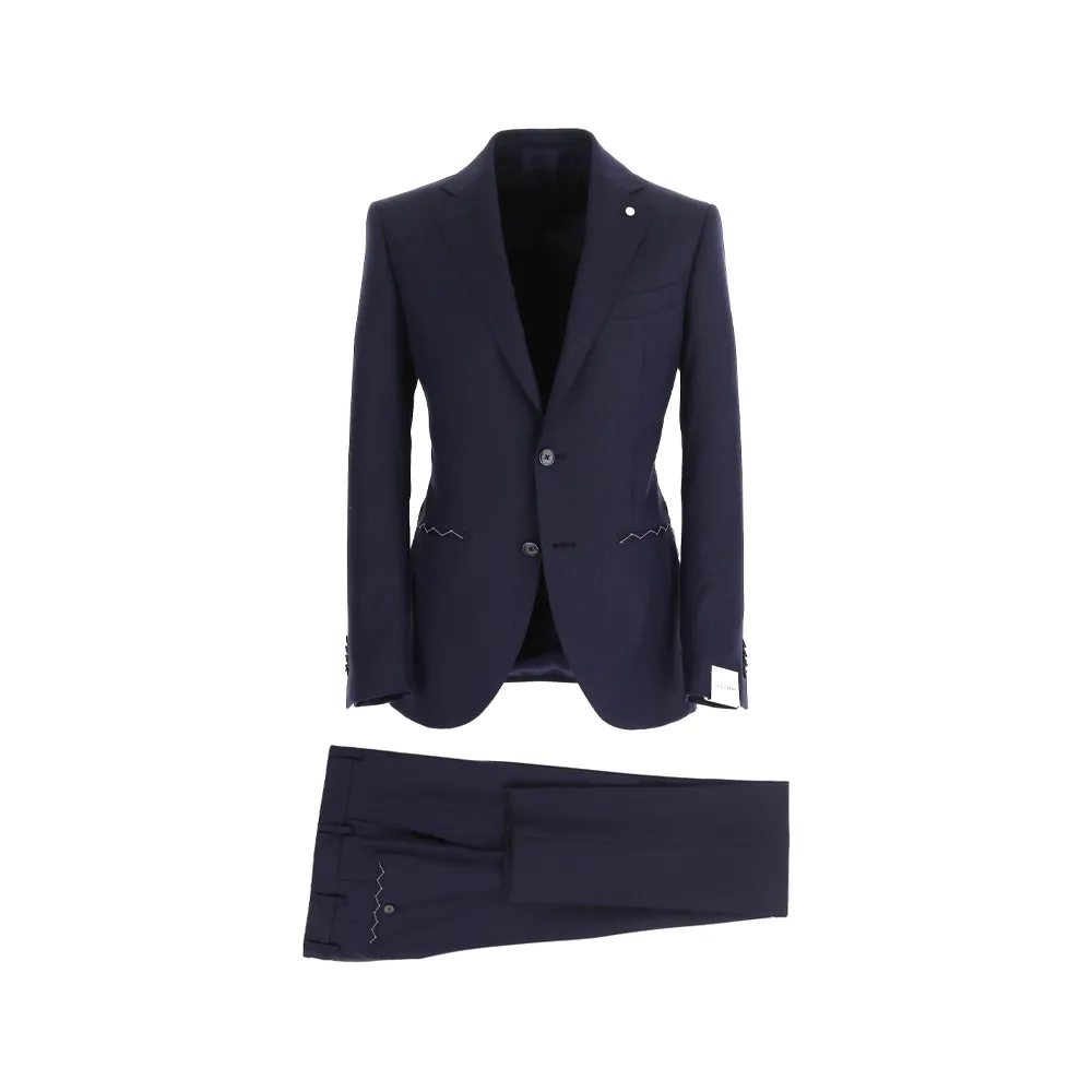 Costume Luigi Bianchi à chevrons en laine bleu marine