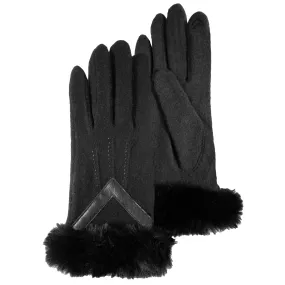 Gants Femme poignet imitation fourrure Noir