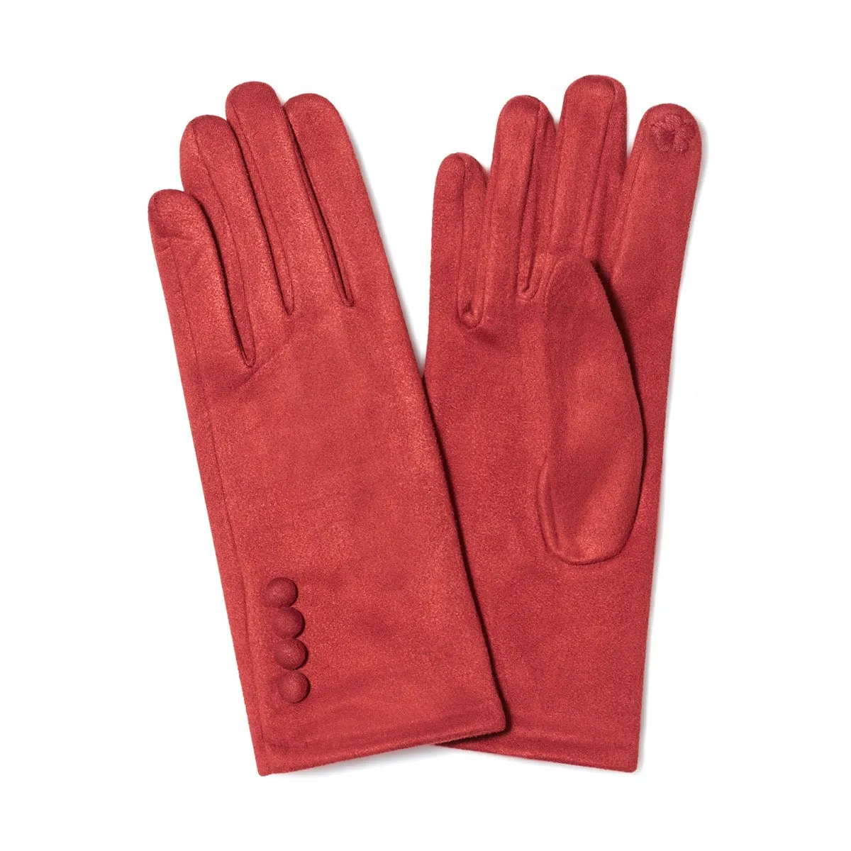 Gants femme tactiles  4 boutons - rouge
