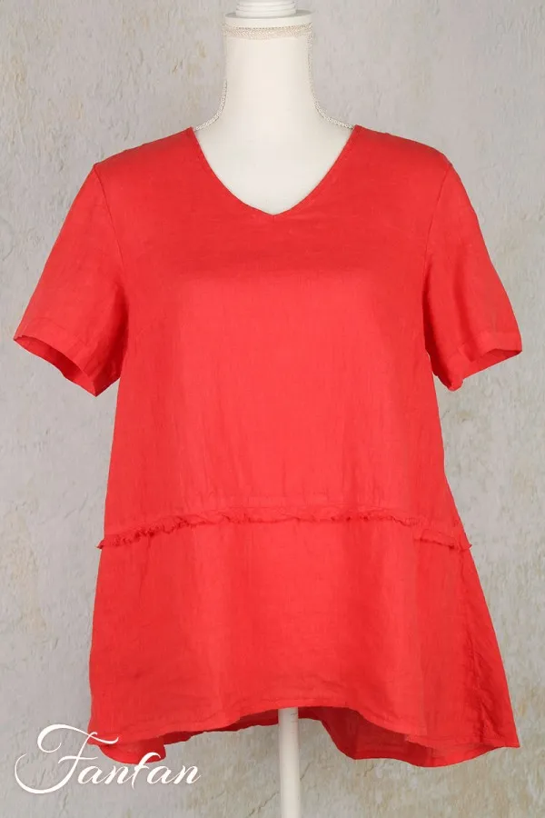 Grizas Blouse en lin 52453-L21 rouge