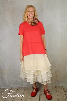 Grizas Blouse en lin 52453-L21 rouge