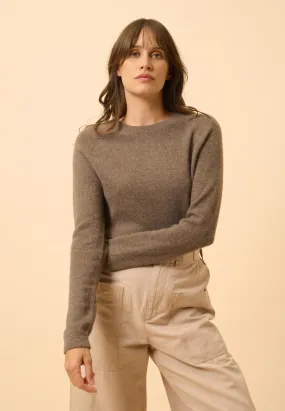 JANE pull col rond taupe chiné
