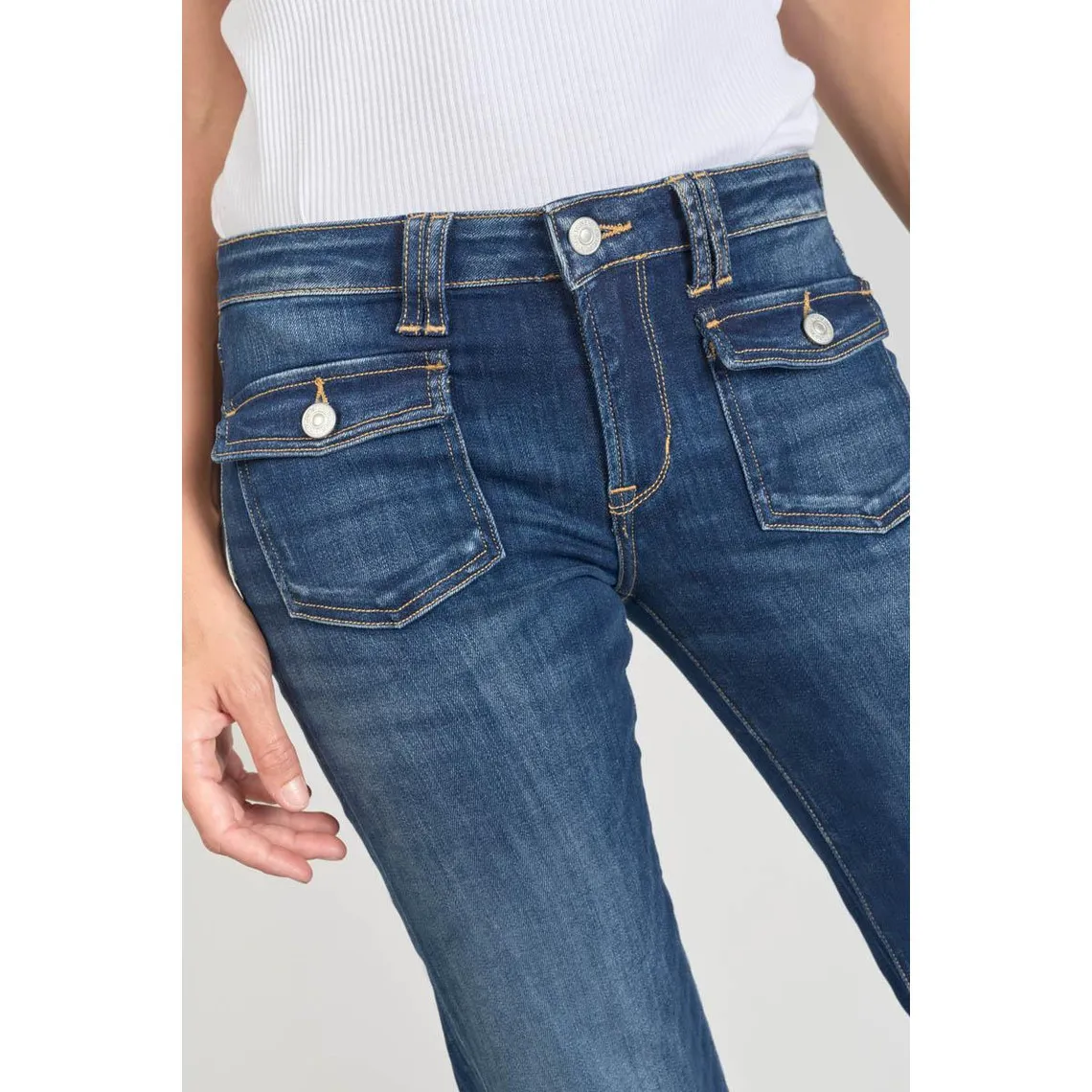 Jeans flare, très évasé , longueur 34 bleu en coton Tia | 3 Suisses