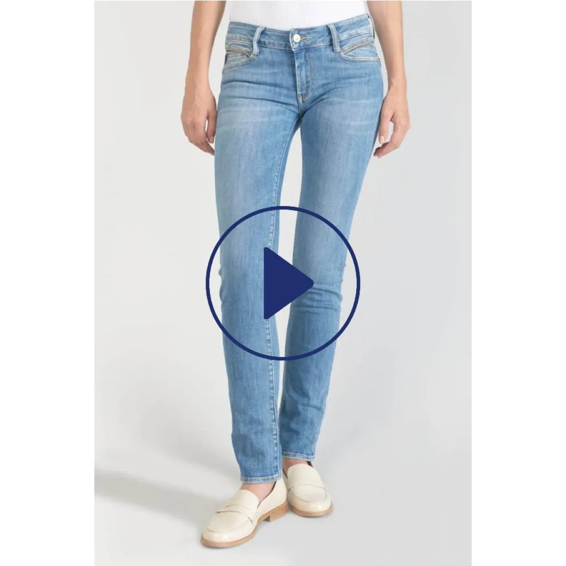 Jeans push-up regular, droit PULP, longueur 34 bleu en coton Vivi | 3 Suisses