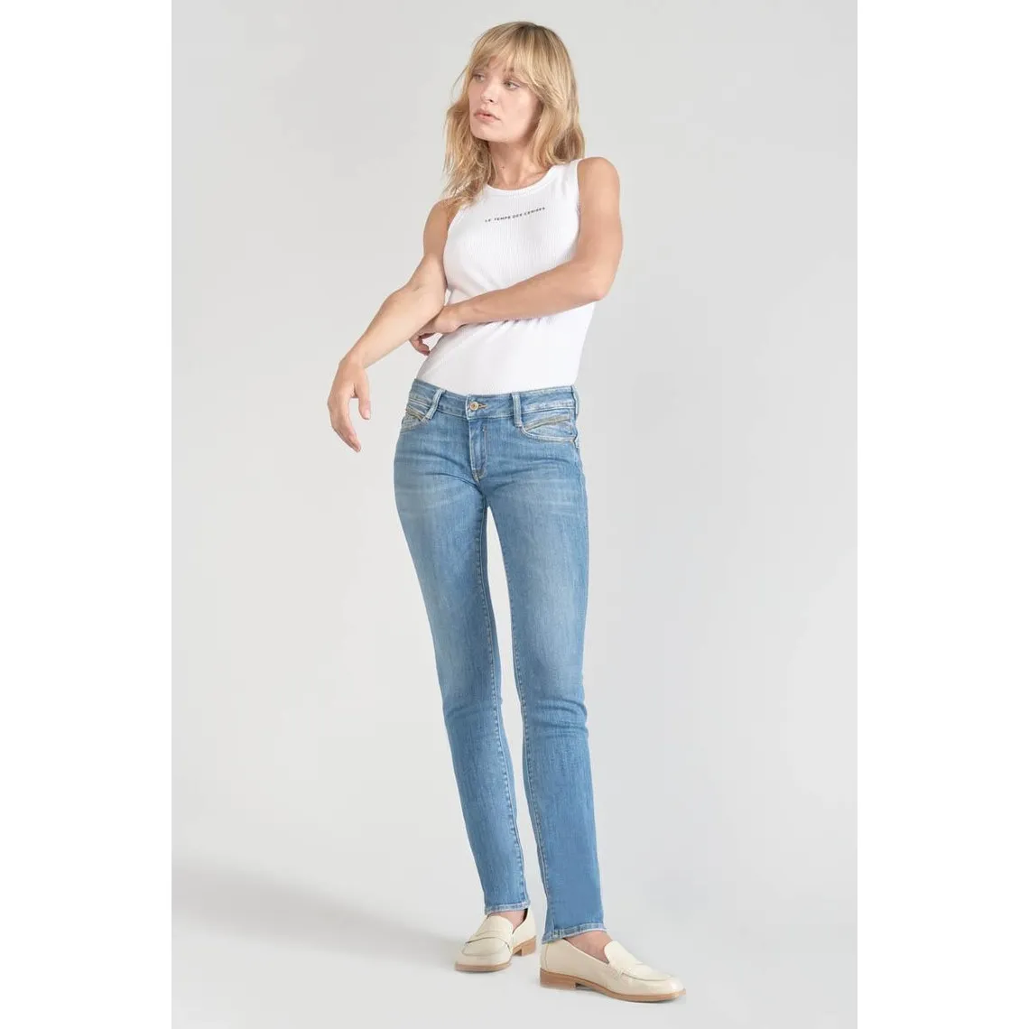 Jeans push-up regular, droit PULP, longueur 34 bleu en coton Vivi | 3 Suisses