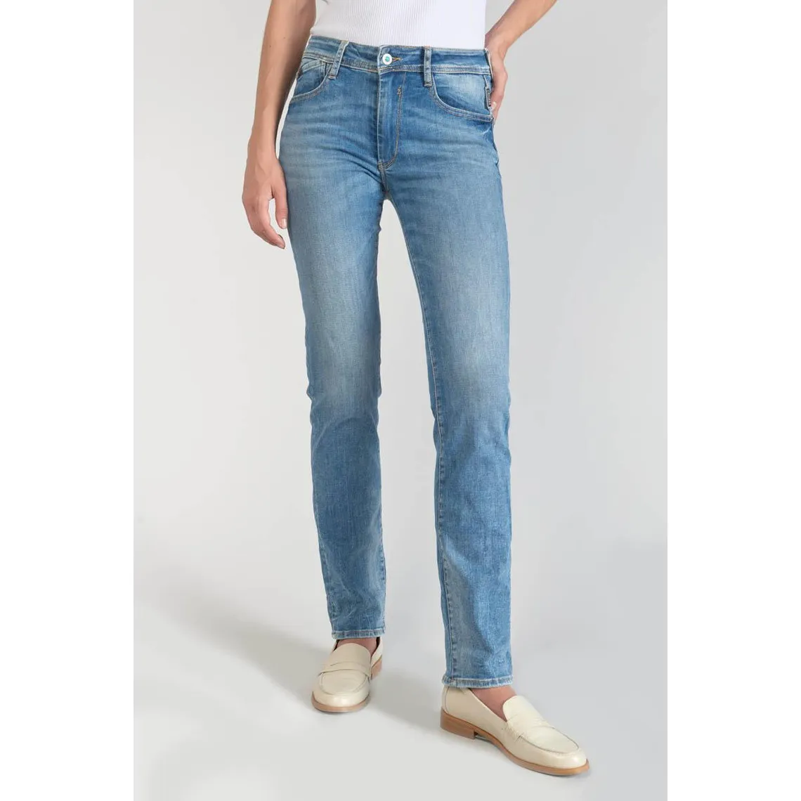 Jeans push-up regular, droit taille haute PULP, longueur 34 bleu en coton Uma | 3 Suisses