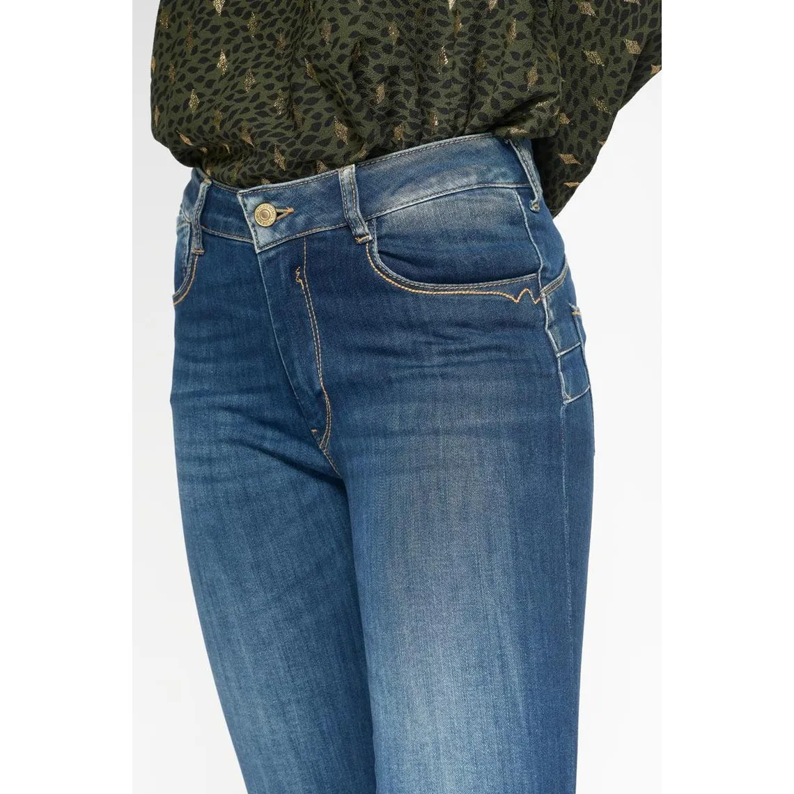 Jeans push-up slim taille haute PULP, 7/8ème bleu en coton Lola | 3 Suisses