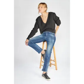 Jeans regular, droit 400/17 mom taille haute 7/8ème bleu en coton | 3 Suisses
