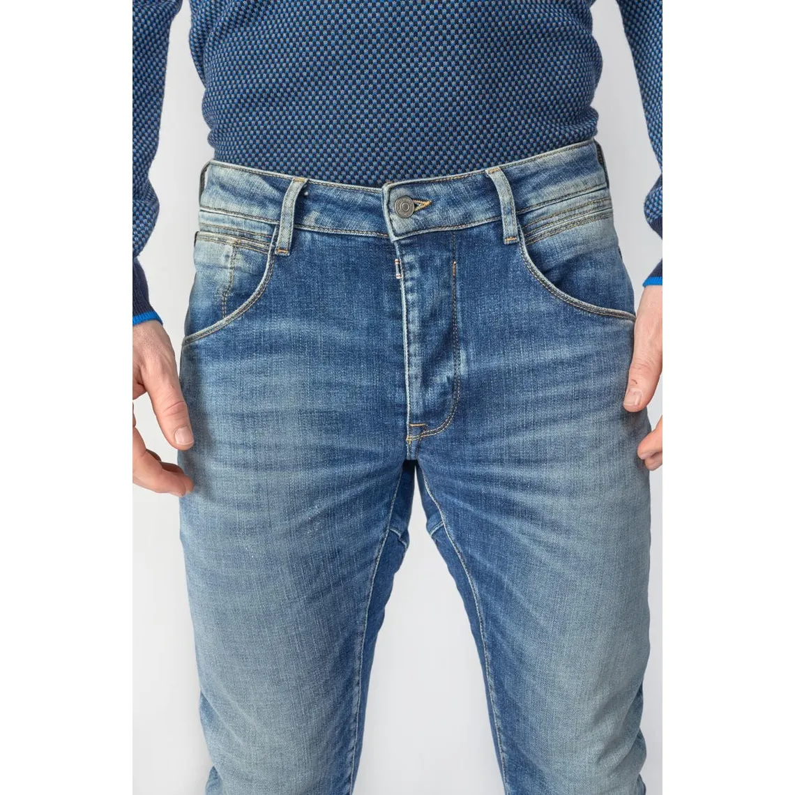 Jeans Rocken 900/3  tapered arqué  destroy bleu N°3 en coton | 3 Suisses