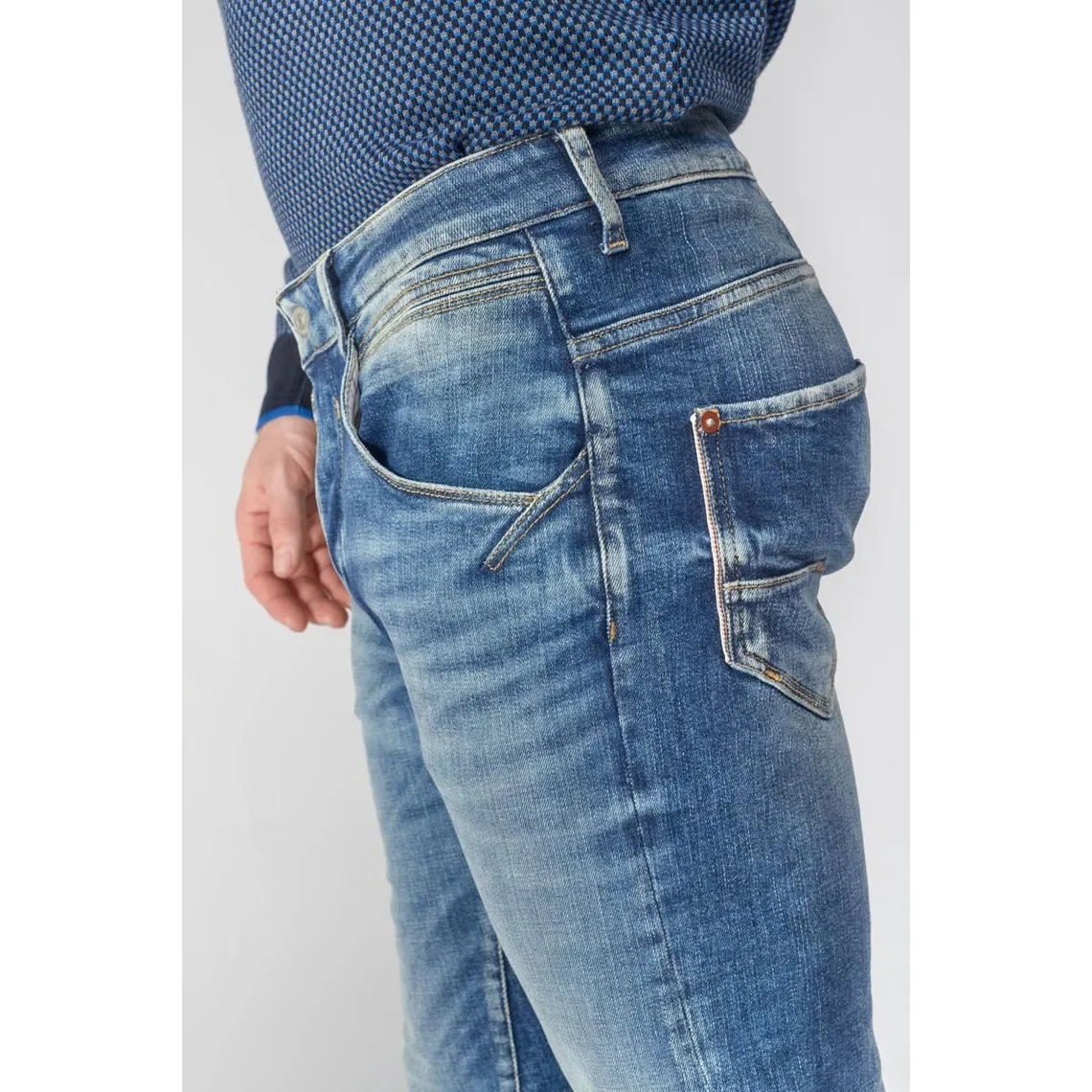 Jeans Rocken 900/3  tapered arqué  destroy bleu N°3 en coton | 3 Suisses