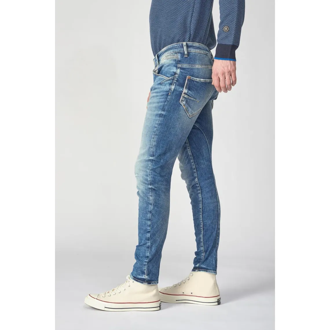 Jeans Rocken 900/3  tapered arqué  destroy bleu N°3 en coton | 3 Suisses