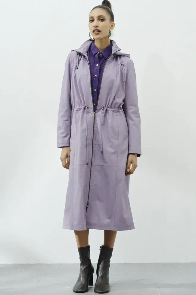 manteau en cuir sportwear capuche amovible