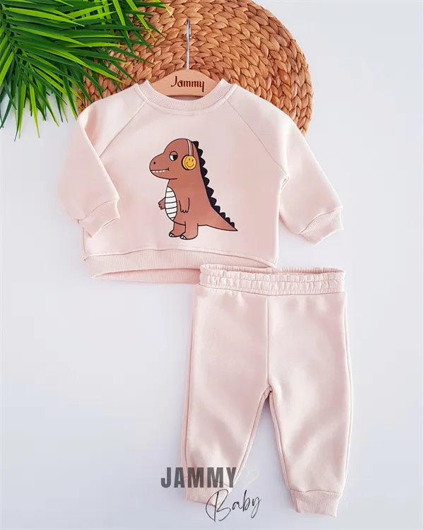musical dinosaur raised sweat suit