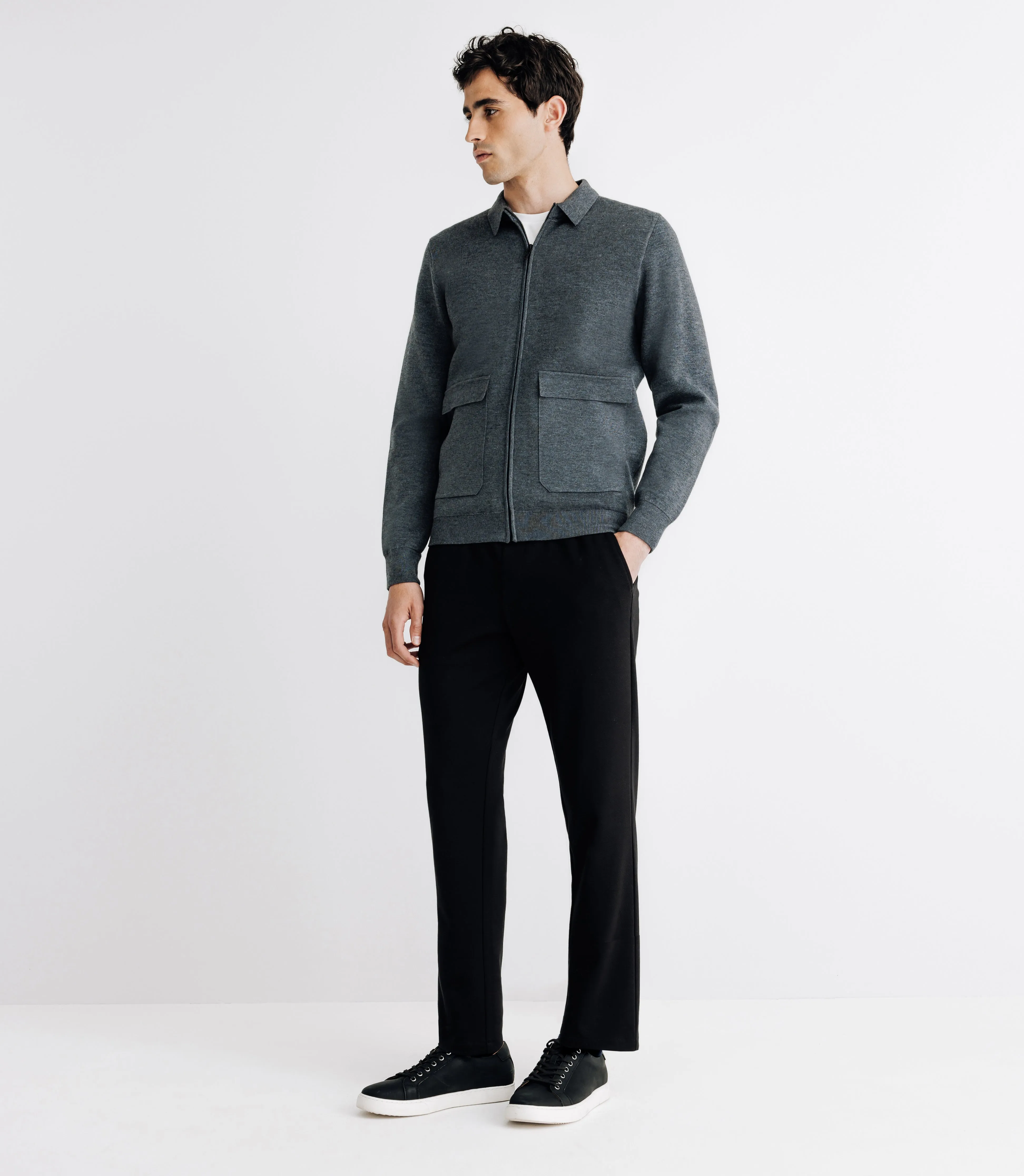 Pull cardigan zippé anthracite