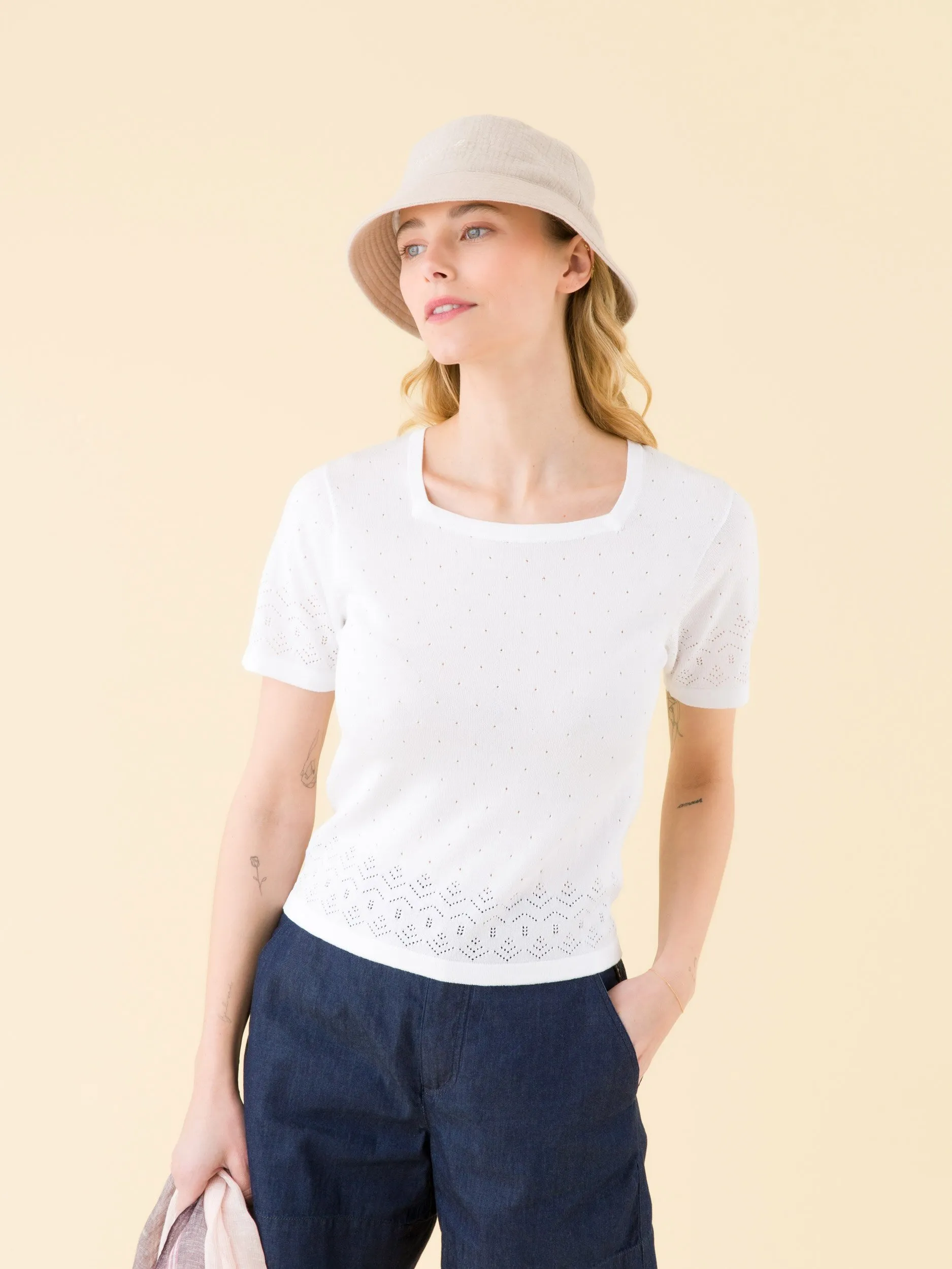 pull Jessica manches courtes blanc