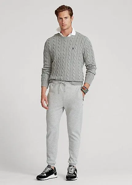 Pull torsadé Ralph Lauren gris en coton