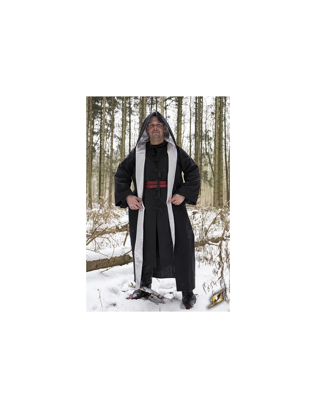 Robe de sorcier à capuche, noir-argent ⚔️ Boutique Épées