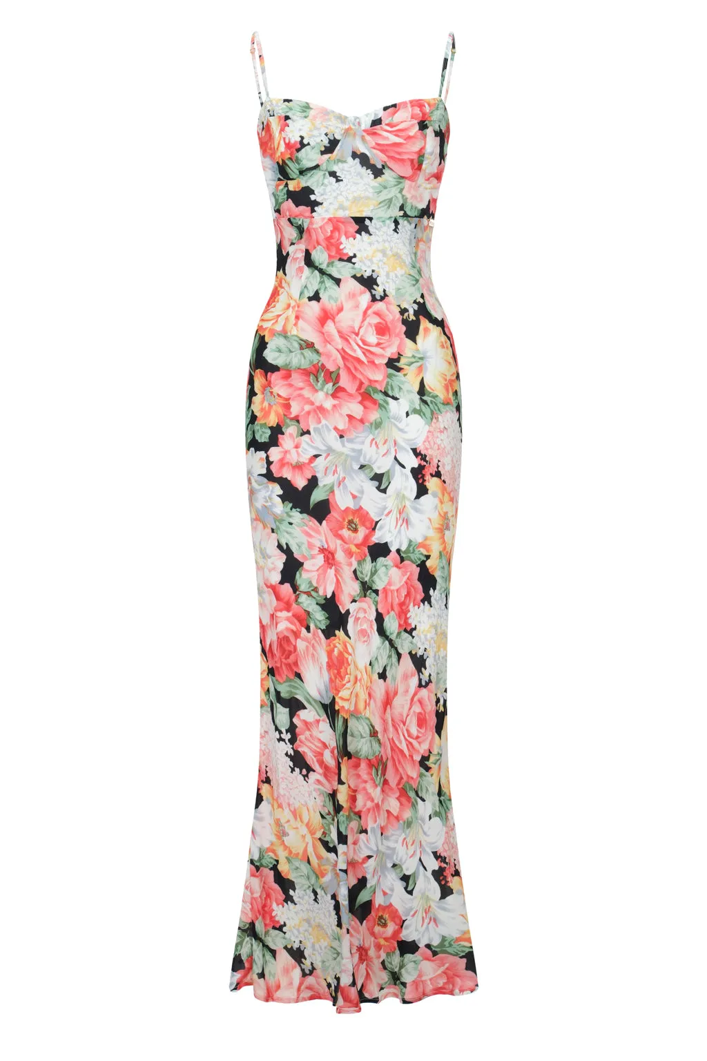Robe Longue en Crêpe Fine Imprimée Bloom