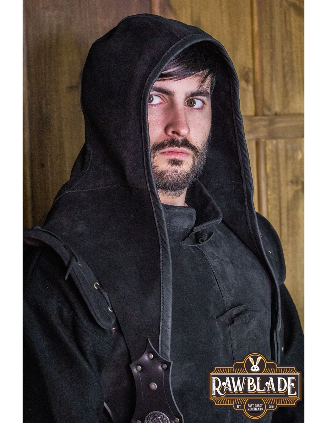 Set Capuche + masque Akku en cuir - Noir ⚔️ Boutique Épées