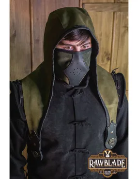 Set Capuche + masque Akku en cuir - Vert ⚔️ Boutique Épées