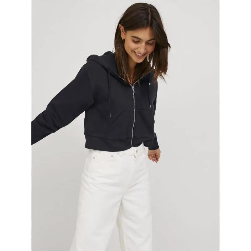 Sweat à capuche zippé crop abbie noir femme - Jjxx | wimod